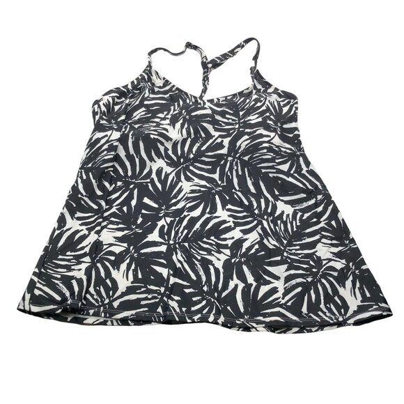 Island Escape Full Bust Support Underwire Tankini Top Palm Print Black White 20W - Picture 2 of 5